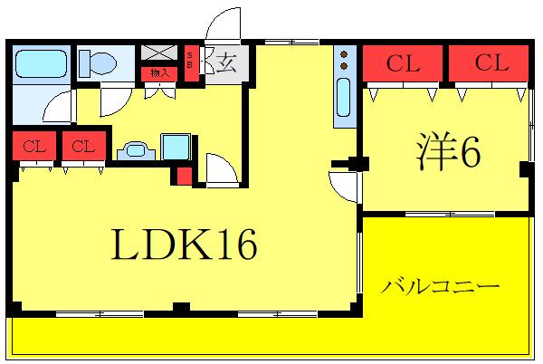 メゾンクレール(1LDK/3階)の間取り写真