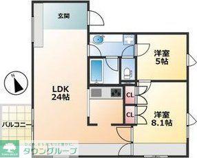 TASHIRO71(2LDK/4階)の間取り写真
