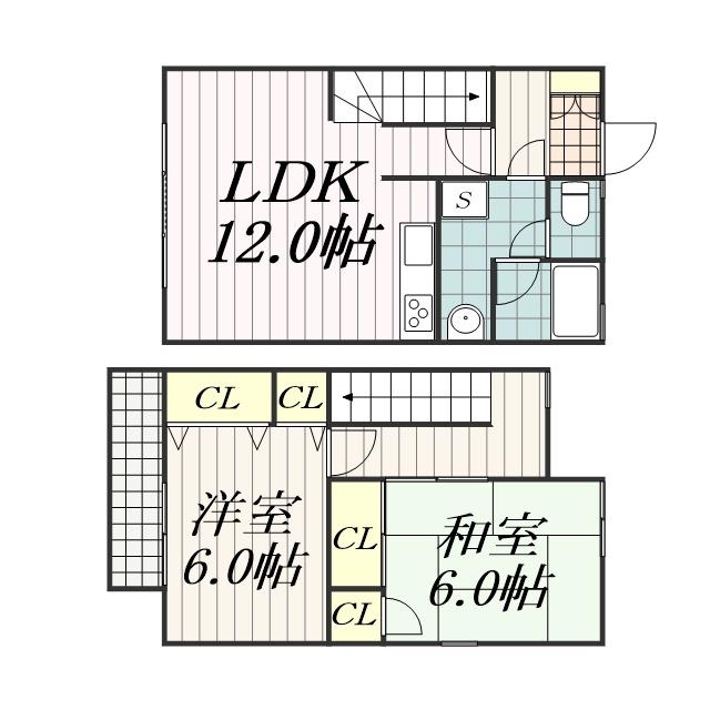 グランメール葛城(2LDK/1階)の間取り写真