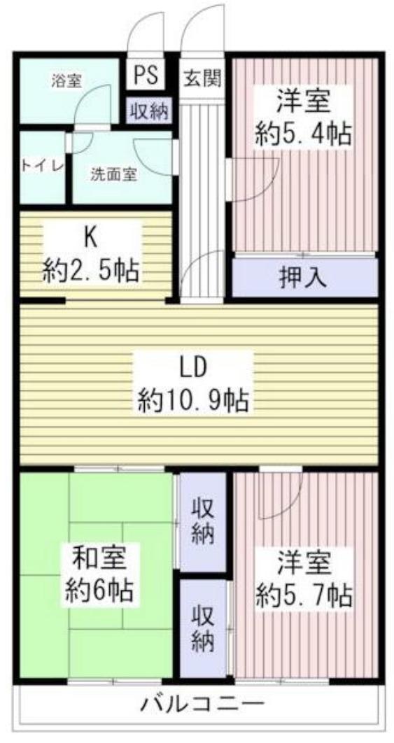 メゾンドK中央林間(3LDK/1階)の間取り写真