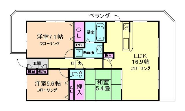 サンレジデンス石橋(3LDK/2階)の間取り写真