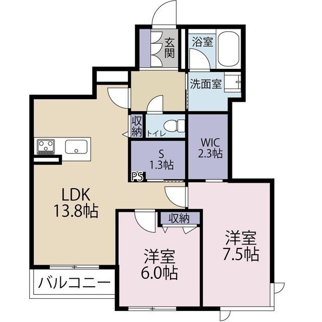 メゾンサンピア武蔵浦和(2SLDK/2階)の間取り写真