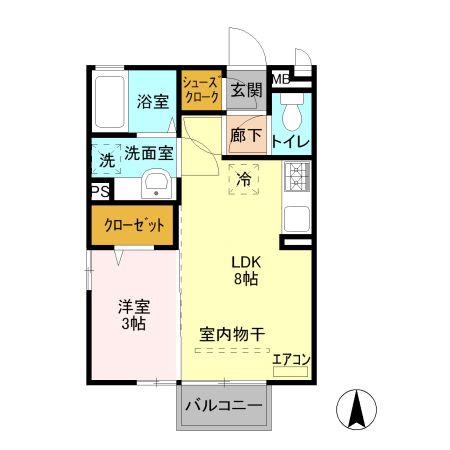 エスプラード(1LDK/2階)の間取り写真