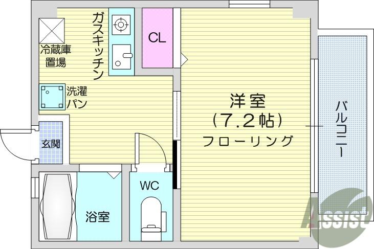 ラレーブ多賀城2(1K/2階)の間取り写真