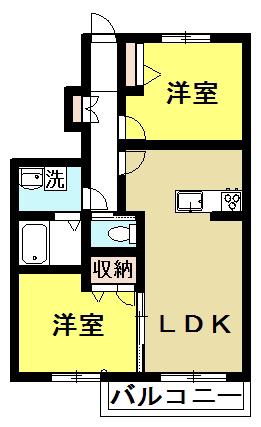 LA VIE CLAIRE(2LDK/1階)の間取り写真