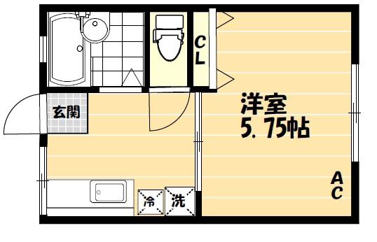 ハイツケイ(1K/2階)の間取り写真