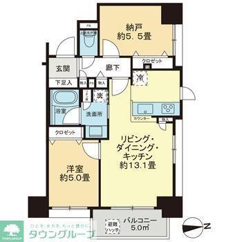 デュオ府中駅前(1SLDK/5階)の間取り写真