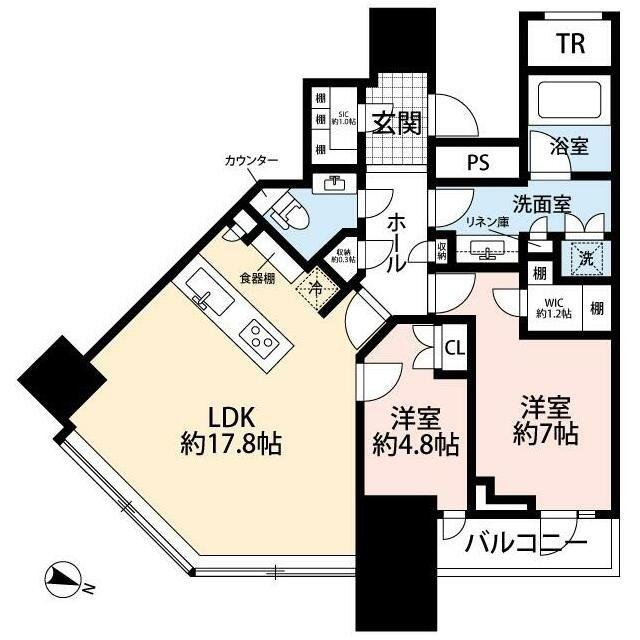 パークコート渋谷 ザ タワー(2LDK/7階)の間取り写真
