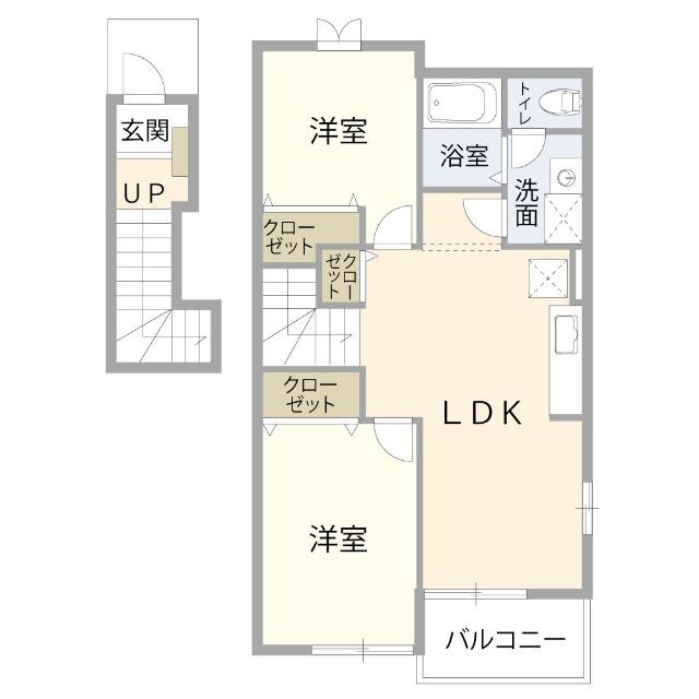 ウィステリア・イースト(2LDK/2階)の間取り写真
