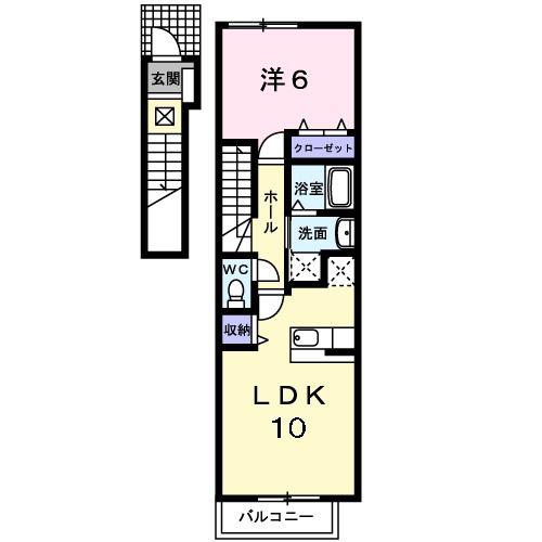 ヴェント・ルオーゴ(1LDK/2階)の間取り写真