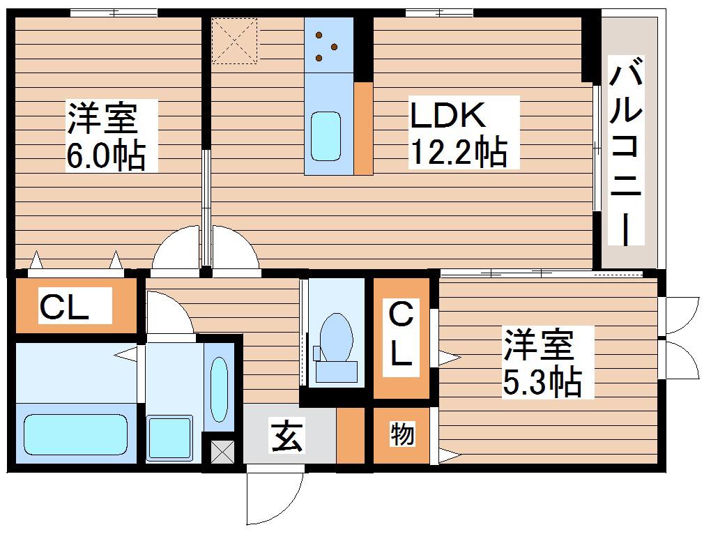D-ROOM銀杏町(2LDK/1階)の間取り写真