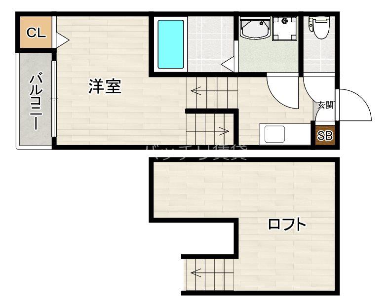 S-FLAT(1K/1階)の間取り写真