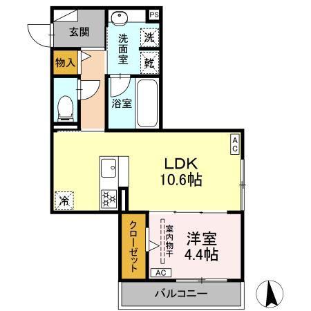 メラクラッツ(1LDK/3階)の間取り写真