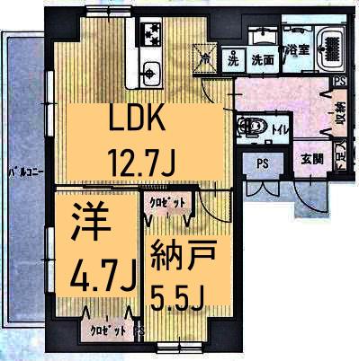PAULOWNIA VALLEY TAKE12大口通(1SLDK/4階)の間取り写真