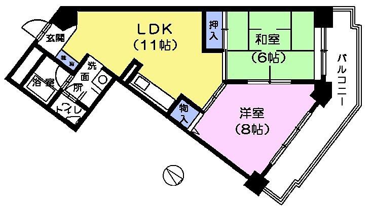 サンハイム茂呂(2LDK/4階)の間取り写真
