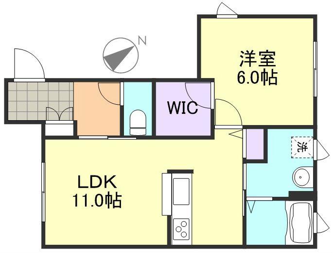 ヴィラーチェ福井(1LDK/1階)の間取り写真