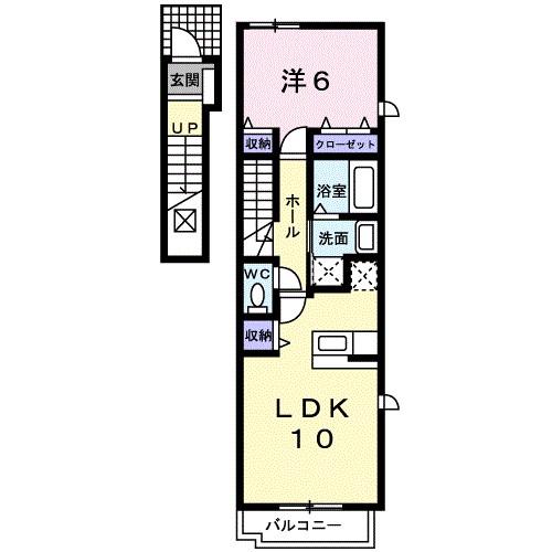 フォンテーヌ(1LDK/2階)の間取り写真