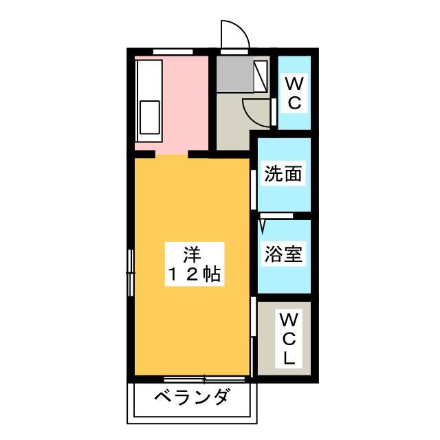 ディアスKY(ワンルーム/2階)の間取り写真