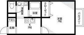 アンプルールMILLE(1K/2階)の間取り写真