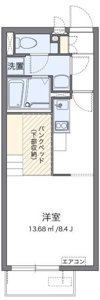 ミランダリヴェールIII(ワンルーム/2階)の間取り写真