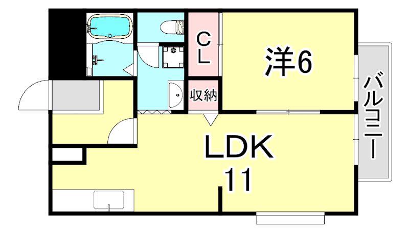 フォリア壱番館(1LDK/1階)の間取り写真