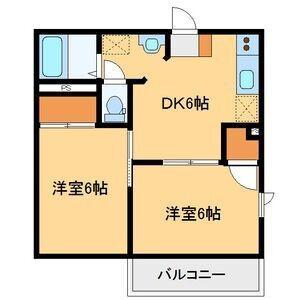 ディアコートA(2DK/2階)の間取り写真