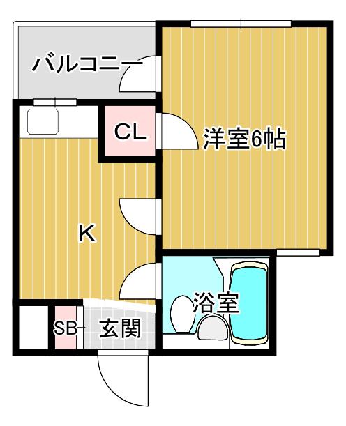フレディハイツ京口パート1(1K/2階)の間取り写真