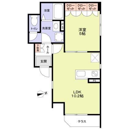 グランデュール二子玉川(1LDK/1階)の間取り写真