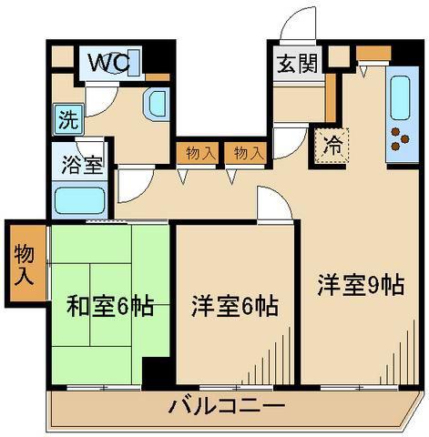 クレストコート府中天神町(2LDK/2階)の間取り写真