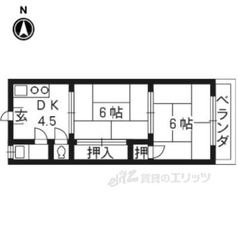 マンション天草(2DK/4階)の間取り写真