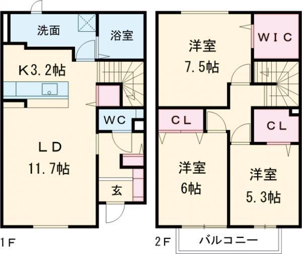 CLARIS SUMIYOSHI A(3LDK/1階)の間取り写真