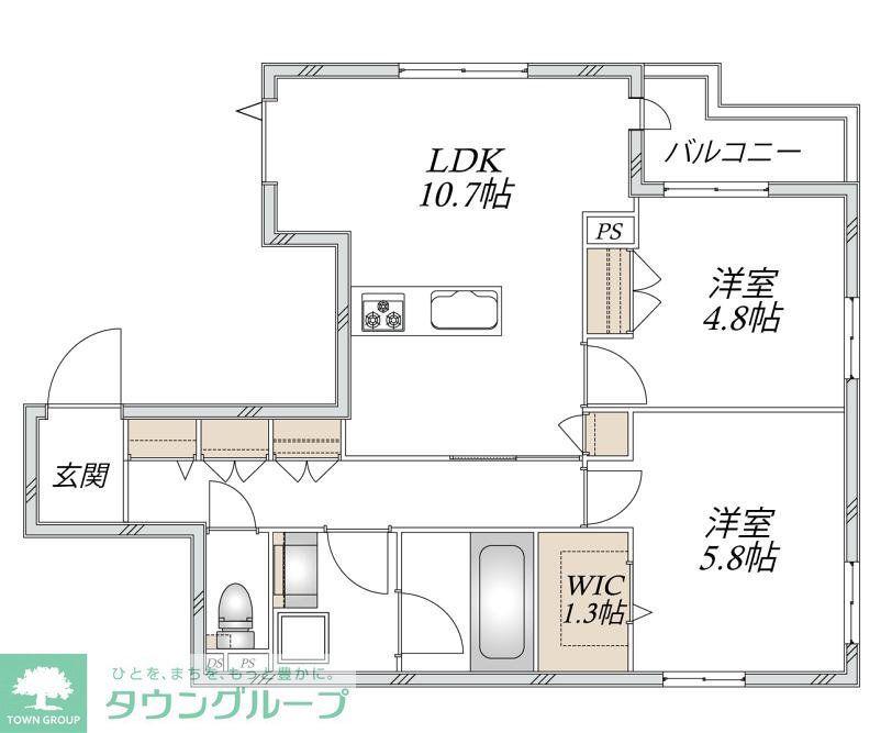 東生田1丁目メゾン(2LDK/2階)の間取り写真