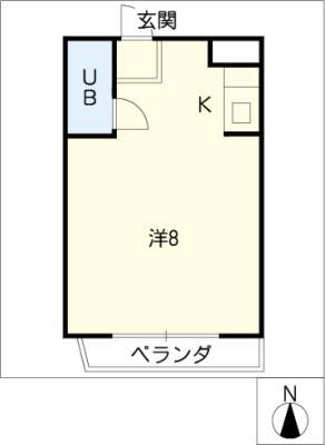 レンタルマンション(1K/2階)の間取り写真