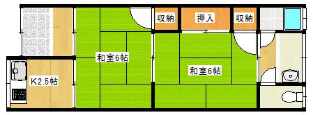 リベルテ葛城(2K/2階)の間取り写真