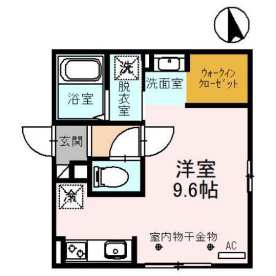 イン・ハピネスIV(ワンルーム/2階)の間取り写真