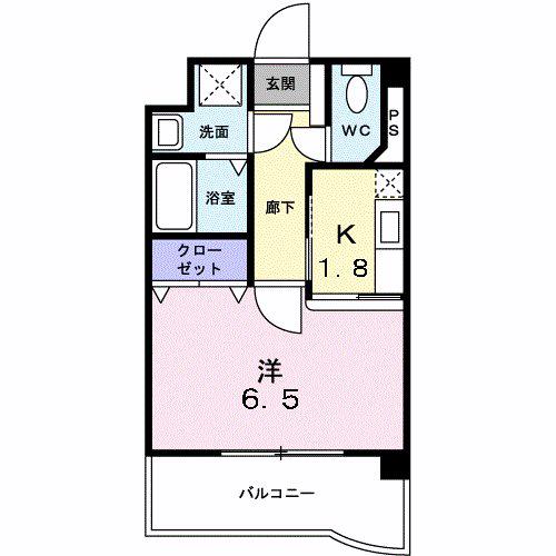 リバーサイド仲畑(1K/6階)の間取り写真