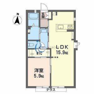 シティハイツ鞍作(1LDK/1階)の間取り写真