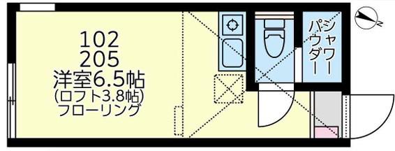 ユナイト石川町クリストファーの瞳(ワンルーム/2階)の間取り写真
