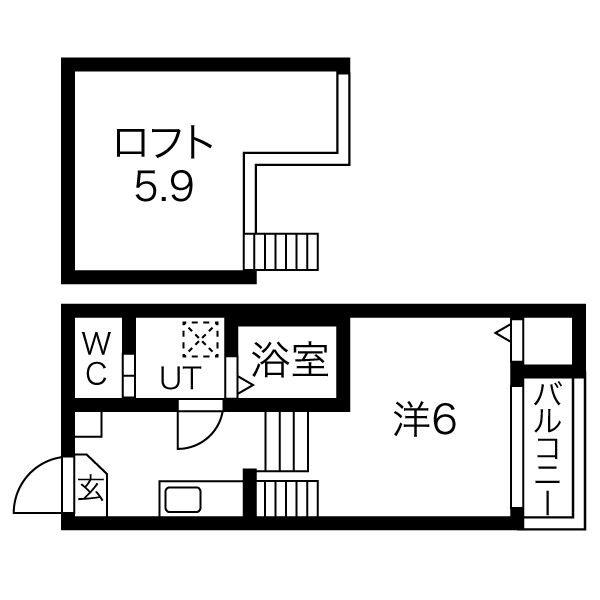 PRENDRE-R(1K/1階)の間取り写真