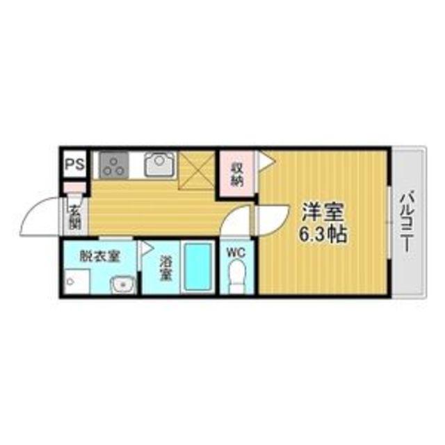 千葉・住吉(1K/6階)の間取り写真