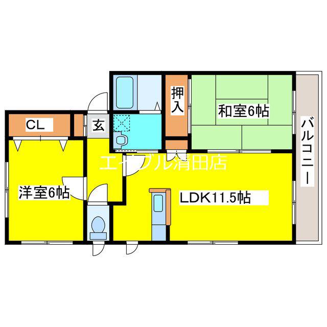 レジデンスセト(2LDK/2階)の間取り写真