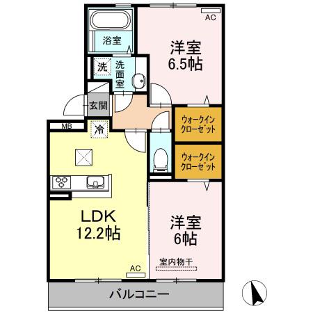 ジャスミンHYM II(2LDK/2階)の間取り写真