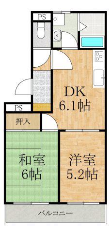 シャンクレール壱番館(2DK/1階)の間取り写真