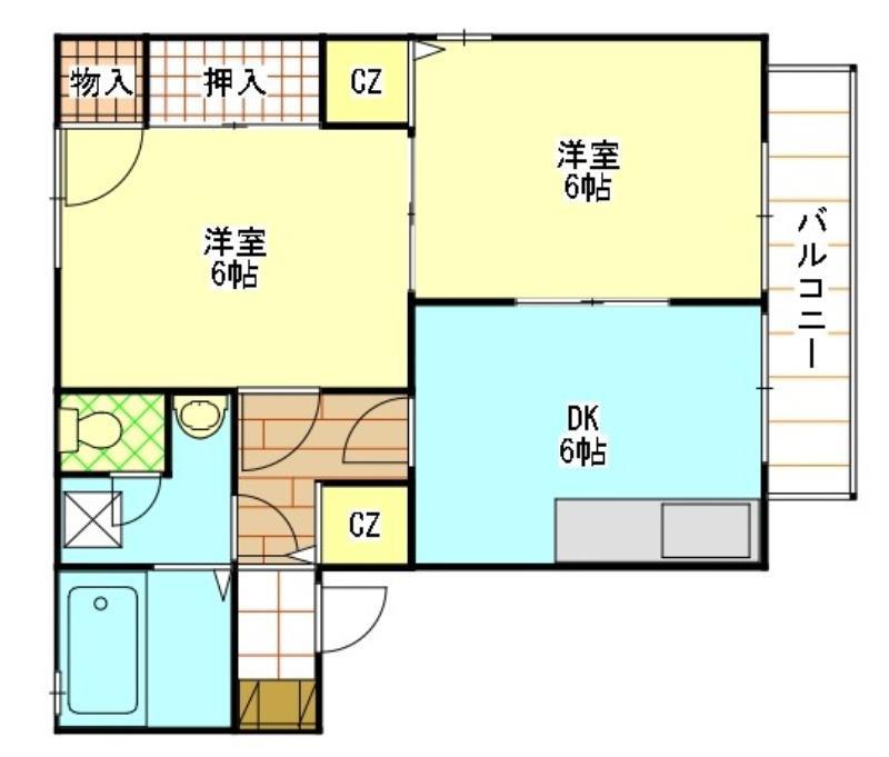 アベント(2DK/2階)の間取り写真