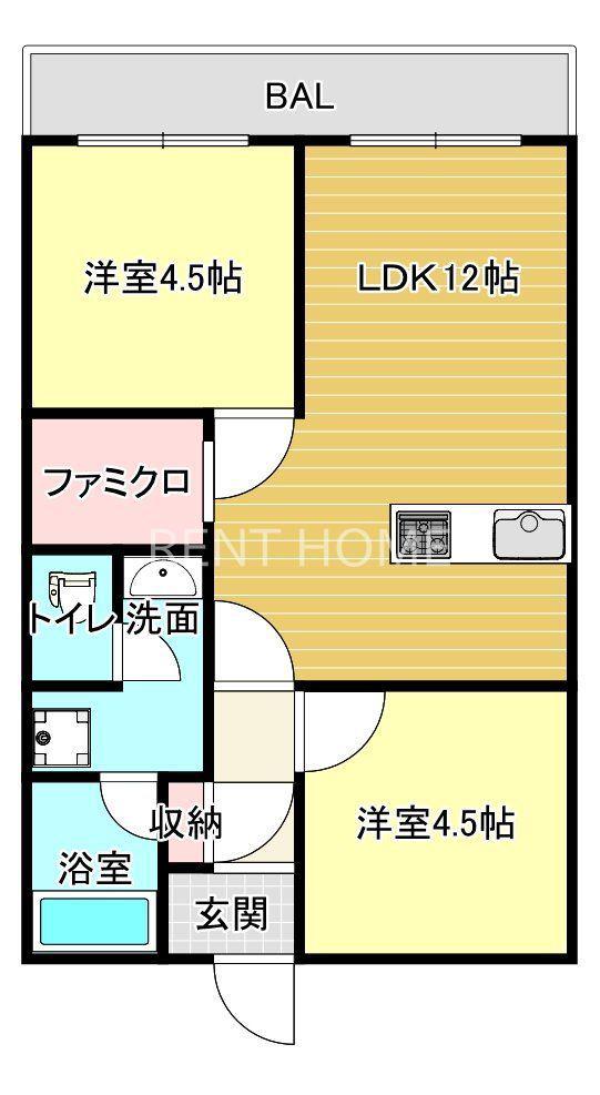 ウエストコート(2LDK/3階)の間取り写真