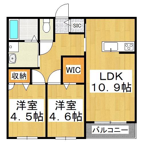 サン・ハイツA(2LDK/2階)の間取り写真