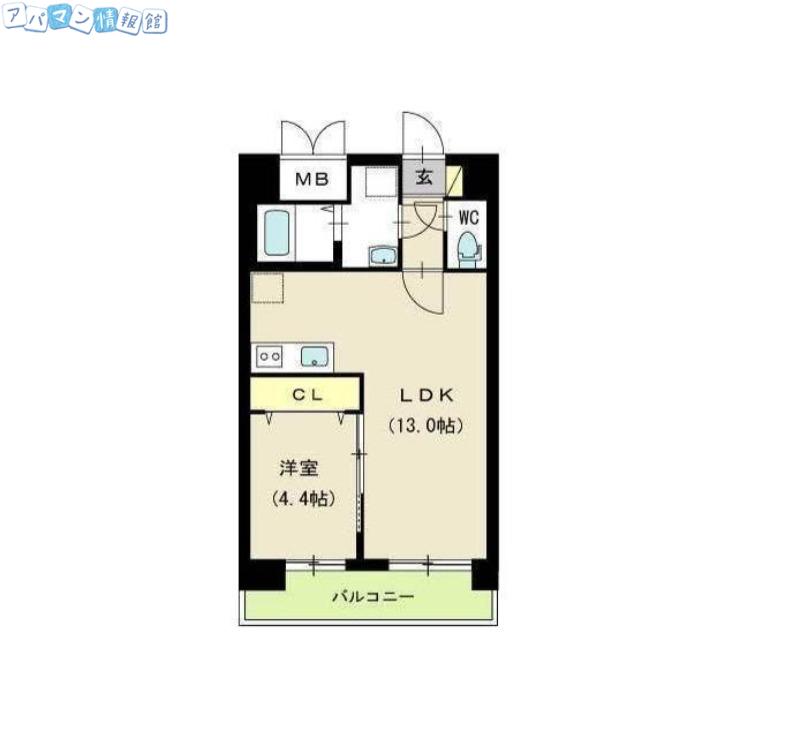 スカイオン本町(1LDK/9階)の間取り写真