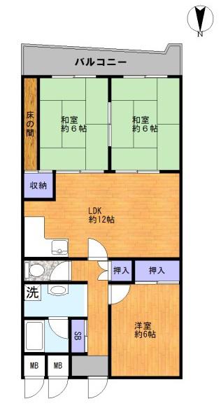 朝日プラザ大宝(3LDK/8階)の間取り写真