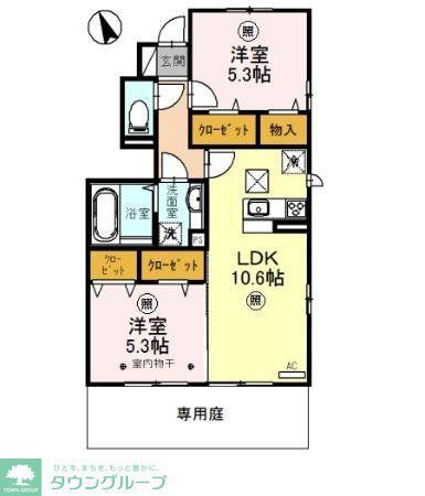 レクエルド(2LDK/1階)の間取り写真