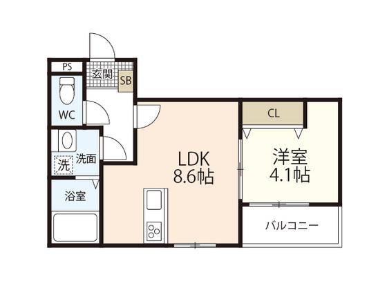メゾンクレール廿日市市役所駅前(1LDK/2階)の間取り写真